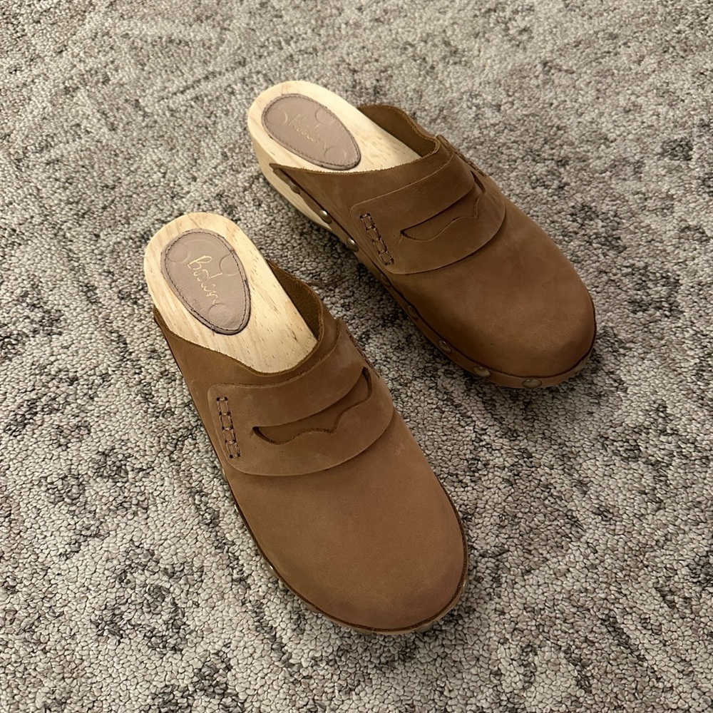 Boden Brown Leather Clogs 7.5